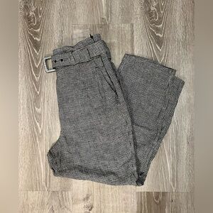 Zara Gingham High Rise Belted Trousers